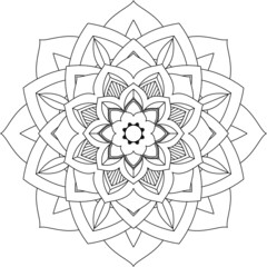 Easy Mandala coloring book simple and basic for beginners, seniors and children. Set of Mehndi flower pattern for Henna drawing and tattoo. Decoration in ethnic oriental, Indian style.