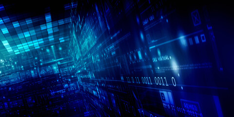 2d illustration Abstract futuristic electronic circuit technology background
