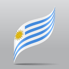 Uruguayan flag wavy abstract background. Vector illustration.