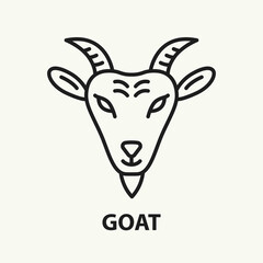 Goat flat line icon. Outline sign. Vector illustration.