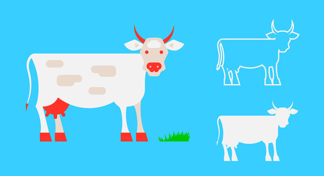 Cow simple icons vector illustration