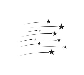 Star trail, group. Flying comet, sparks, fireworks. silhouette. A vector object on an isolated background.