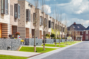 Row of contemporary family houses in the Dutch city of Zutphen