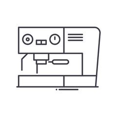 Espresso coffee machine icon, linear isolated illustration, thin line vector, web design sign, outline concept symbol with editable stroke on white background.