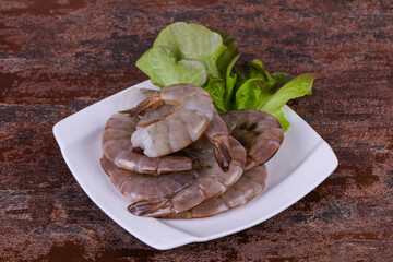 Raw king prawns ready for cooking