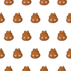 Background with kawaii poo with hearts in the eyes.