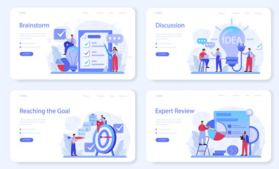 Brainstorm web banner or landing page set. New idea generation
