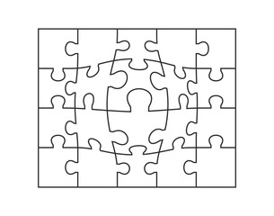 White abstract puzzle, concept. Vector object on a white background.