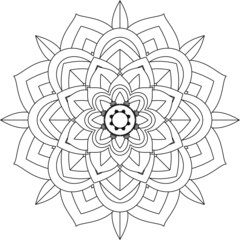Easy Mandala coloring book simple and basic for beginners, seniors and children. Set of Mehndi flower pattern for Henna drawing and tattoo. Decoration in ethnic oriental, Indian style.
