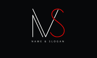 MS, SM, M, S abstract letters logo monogram - obrazy, fototapety, plakaty