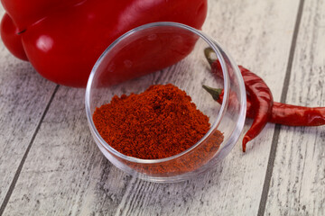 Paprika powder in the bowl