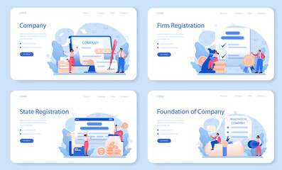 New company registration web banner or landing page set