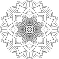 Easy Mandala coloring book simple and basic for beginners, seniors and children. Set of Mehndi flower pattern for Henna drawing and tattoo. Decoration in ethnic oriental, Indian style.