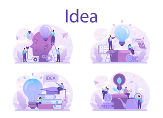 Idea concept set. Creative innovation and brainstorm. Solution generation