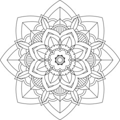 Easy Mandala coloring book simple and basic for beginners, seniors and children. Set of Mehndi flower pattern for Henna drawing and tattoo. Decoration in ethnic oriental, Indian style.