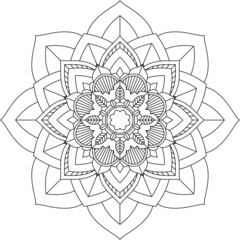 Easy Mandala coloring book simple and basic for beginners, seniors and children. Set of Mehndi flower pattern for Henna drawing and tattoo. Decoration in ethnic oriental, Indian style.