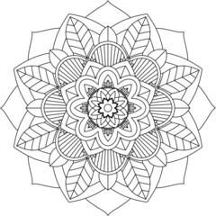 Easy Mandala coloring book simple and basic for beginners, seniors and children. Set of Mehndi flower pattern for Henna drawing and tattoo. Decoration in ethnic oriental, Indian style.
