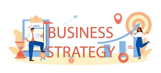 Business strategy typographic header. Start up development and brand