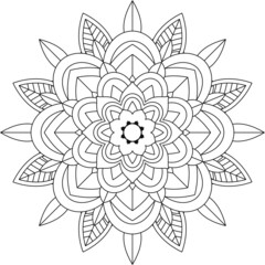Easy Mandala coloring book simple and basic for beginners, seniors and children. Set of Mehndi flower pattern for Henna drawing and tattoo. Decoration in ethnic oriental, Indian style.