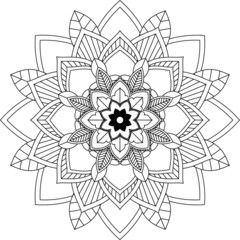 Easy Mandala coloring book simple and basic for beginners, seniors and children. Set of Mehndi flower pattern for Henna drawing and tattoo. Decoration in ethnic oriental, Indian style.