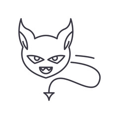 Evil icon, linear isolated illustration, thin line vector, web design sign, outline concept symbol with editable stroke on white background.