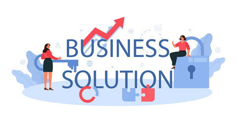 Business solution typographic header. Solving the problem and finding