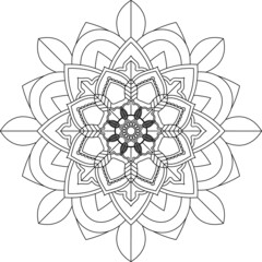 Easy Mandala coloring book simple and basic for beginners, seniors and children. Set of Mehndi flower pattern for Henna drawing and tattoo. Decoration in ethnic oriental, Indian style.