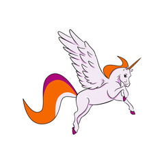 unicorn cartoon hand draw vector.