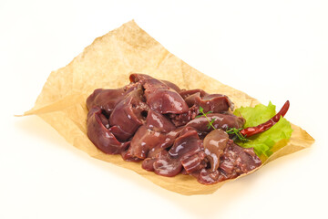 Raw chicken liver ready for cooking