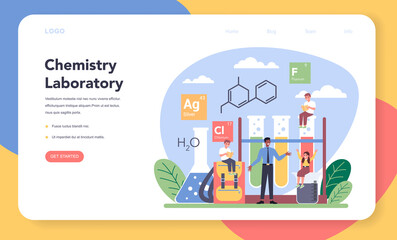 Chemistry studying web banner or landing page. Chemistry lesson
