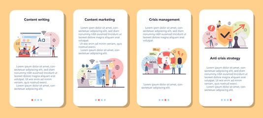 Content marketing mobile application banner set. Making responsive