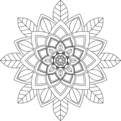 Easy Mandala coloring book simple and basic for beginners, seniors and children. Set of Mehndi flower pattern for Henna drawing and tattoo. Decoration in ethnic oriental, Indian style.