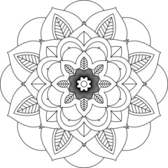 Easy Mandala coloring book simple and basic for beginners, seniors and children. Set of Mehndi flower pattern for Henna drawing and tattoo. Decoration in ethnic oriental, Indian style.