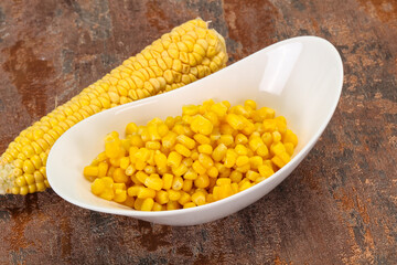 Young corn seeds in the bowl