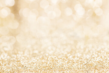 Gold Festive Christmas lights background.