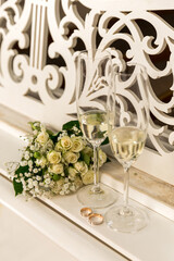 champagne glasses on the table