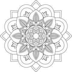Easy Mandala coloring book simple and basic for beginners, seniors and children. Set of Mehndi flower pattern for Henna drawing and tattoo. Decoration in ethnic oriental, Indian style.