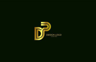 Logo Typography Initial Letter DP Linear Monogram Font Vector