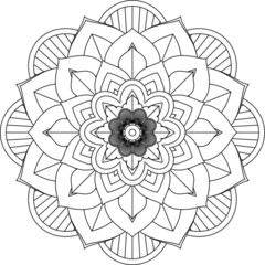 Easy Mandala coloring book simple and basic for beginners, seniors and children. Set of Mehndi flower pattern for Henna drawing and tattoo. Decoration in ethnic oriental, Indian style.