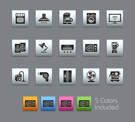 Home Appliances Icons // Satinbox Series - The vector file includes 5 color versions for each icon in different layers.
