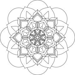 Fototapeta premium Easy Mandala coloring book simple and basic for beginners, seniors and children. Set of Mehndi flower pattern for Henna drawing and tattoo. Decoration in ethnic oriental, Indian style.