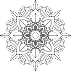 Easy Mandala coloring book simple and basic for beginners, seniors and children. Set of Mehndi flower pattern for Henna drawing and tattoo. Decoration in ethnic oriental, Indian style.