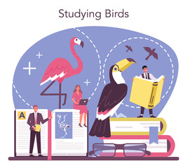 Ornithologist concept. Professional scientist study birds. Zoologist