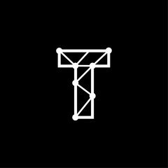 Vector Logo Letter Dots Lines Connections T
