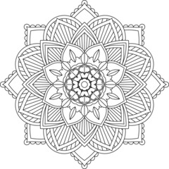 Easy Mandala coloring book simple and basic for beginners, seniors and children. Set of Mehndi flower pattern for Henna drawing and tattoo. Decoration in ethnic oriental, Indian style.
