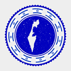 Israel grunge stamp. Round logo with map and flag of Israel. Country stamp. Vector illustration.