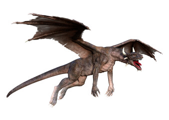 3D Rendering Fairy Tale Dragon on White