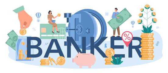 Obraz premium Banker typographic header. Idea of finance income, money
