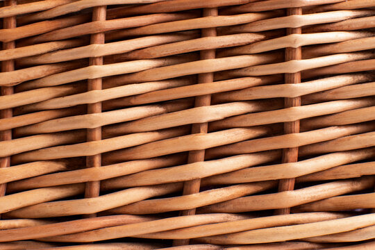 Wooden wicker basket texture, macro. Copy space for text, background