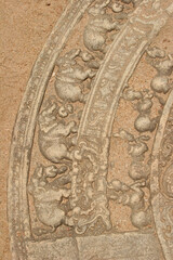 Polonnaruwa Sri Lanka Ancient ruins mandala with elephants at door way entrance